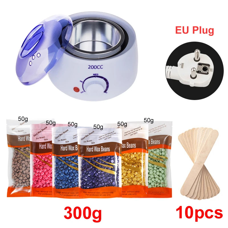 Wax Machine Kit for Hair Removal Waxing Heater and Beans Kit Depilatory Epilator Wax-melt Pot Paraffin Warmer Heating Machine