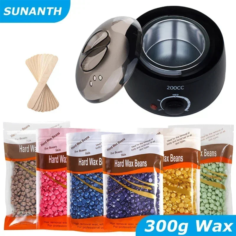 Wax Machine Kit for Hair Removal Waxing Heater and Beans Kit Depilatory Epilator Wax-melt Pot Paraffin Warmer Heating Machine