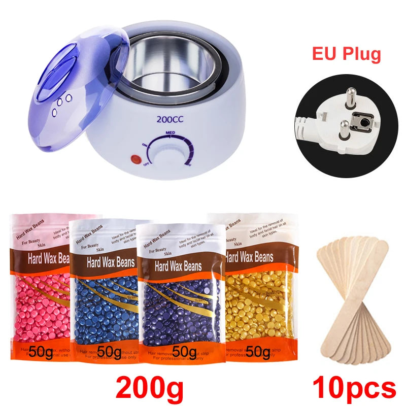 Wax Machine Kit for Hair Removal Waxing Heater and Beans Kit Depilatory Epilator Wax-melt Pot Paraffin Warmer Heating Machine